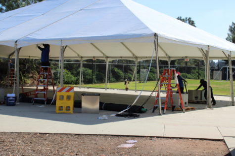 Construction of the tent where Fall Festival was held. 