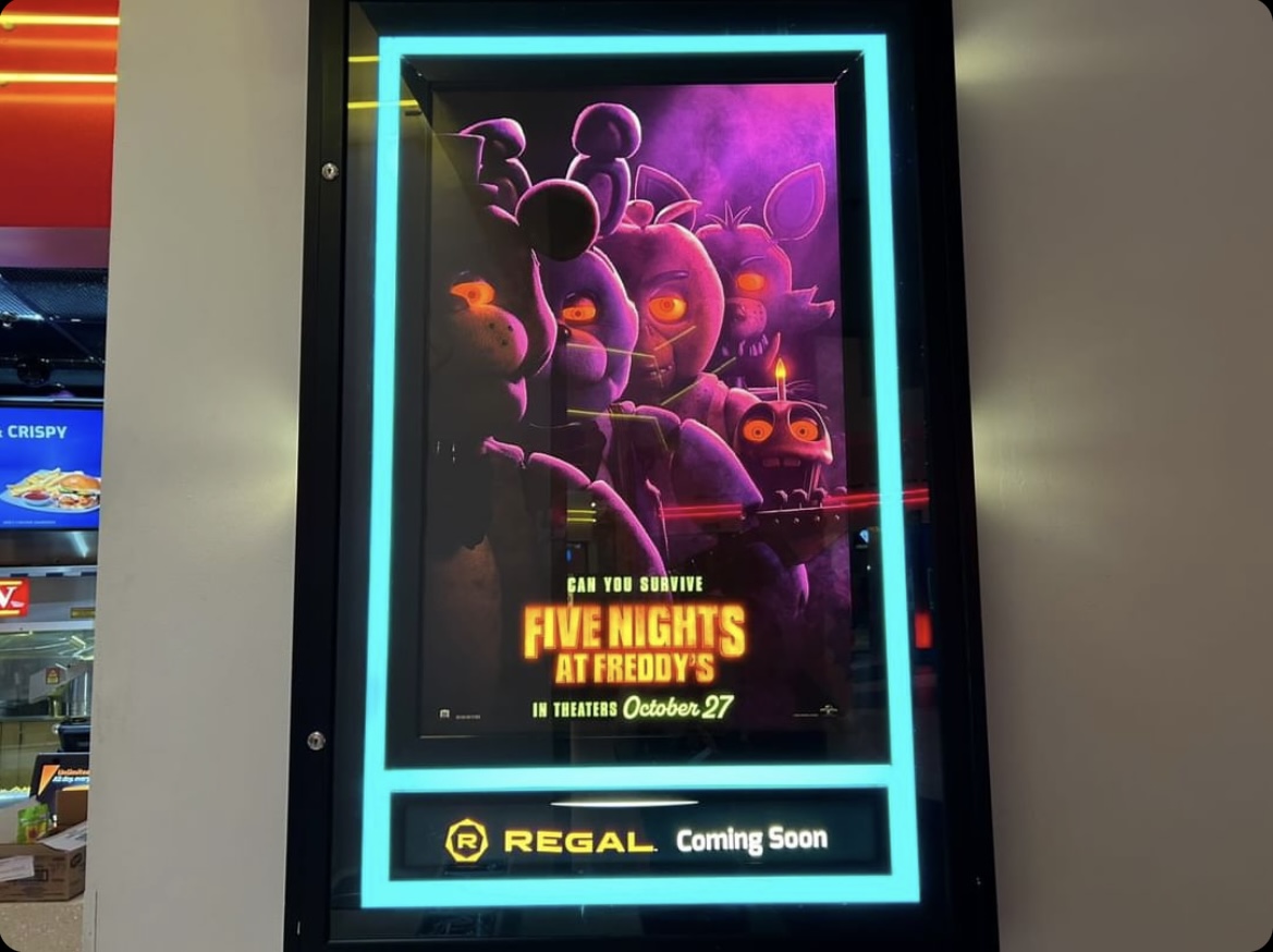 A Five Nights at Freddys Movie Promotion Poster at the Regal Theater!