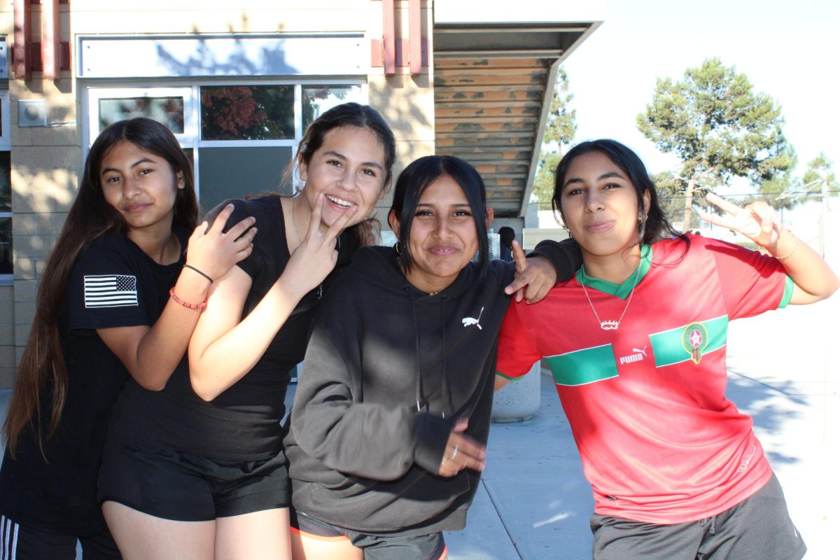 Students; Vanessa Venacio, Emma Beccera, Sharon Martinez, Leena El Haoubi during Girls Varsity Soccer Practice.