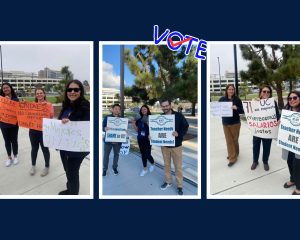 Teachers protesting outside of Preuss