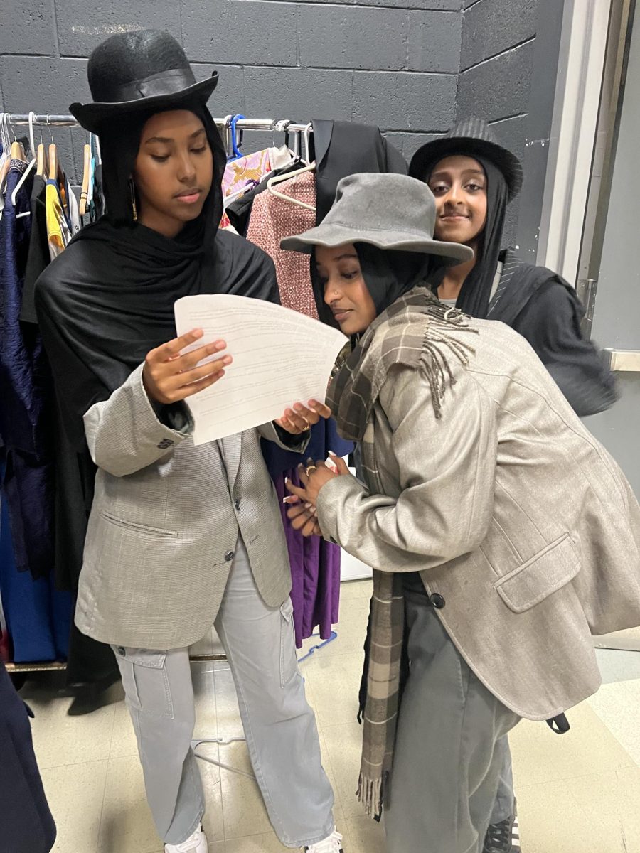 Rayann, Reham, and Sofia are re-reading their lines