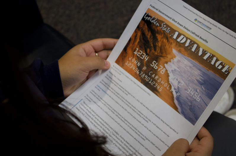 Student is reading an article regarding the government shutdown delaying CalFresh benefits.